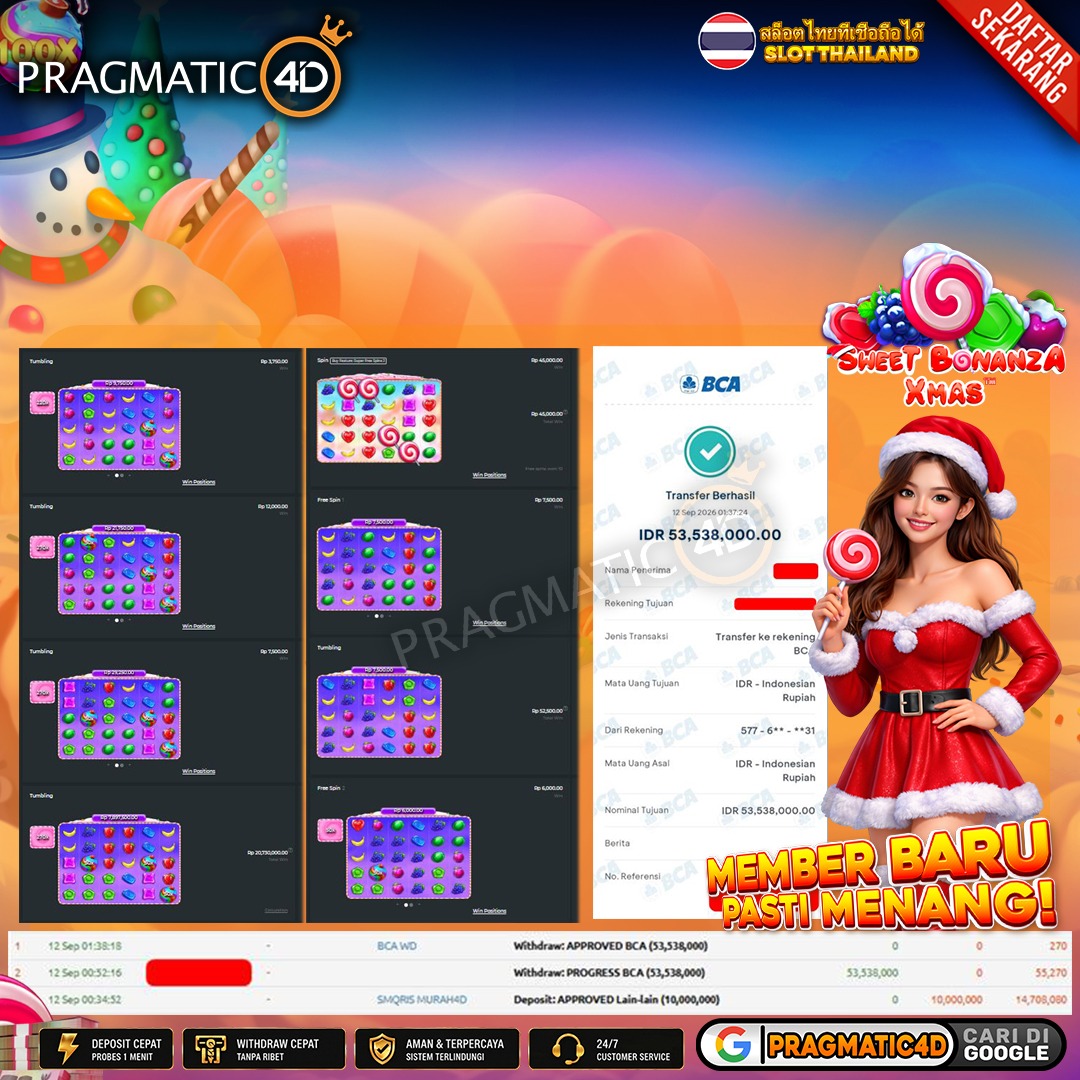 BUKTI KEMENANGAN MEMBER 12 SEPTEMBER 2026 DI PRAGMATIC4D 53 JUTA