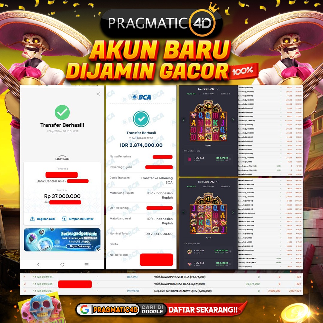 BUKTI KEMENANGAN MEMBER 11 SEPTEMBER 2026 DI PRAGMATIC4D 39 JUTA