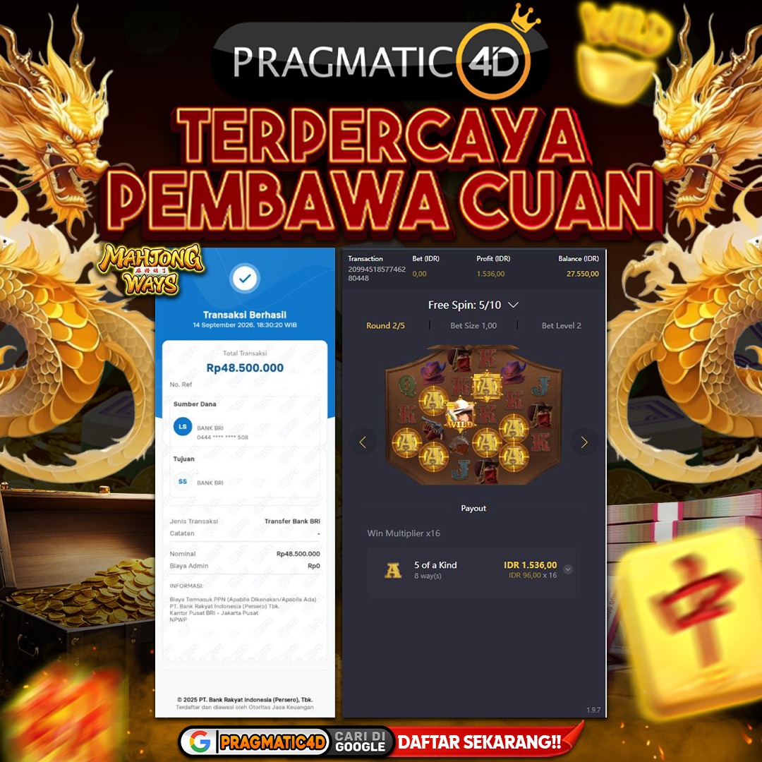 BUKTI KEMENANGAN MEMBER 15 SEPTEMBER 2026 DI PRAGMATIC4D 48 JUTA