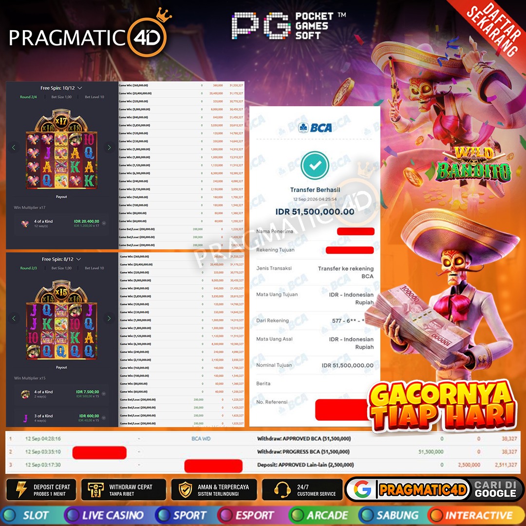 BUKTI KEMENANGAN MEMBER 12 SEPTEMBER 2026 DI PRAGMATIC4D 51 JUTA