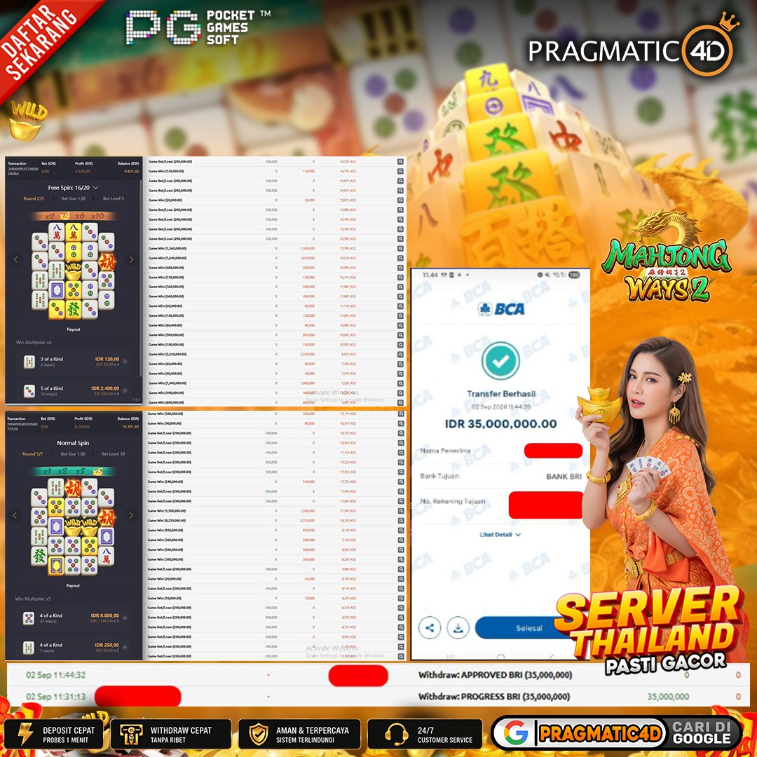 BUKTI KEMENANGAN MEMBER 02 SEPTEMBER 2026 DI PRAGMATIC4D 35 JUTA