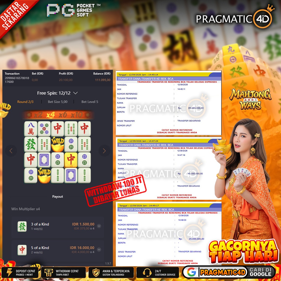 BUKTI KEMENANGAN MEMBER 13 SEPTEMBER 2026 DI PRAGMATIC4D 100 JUTA