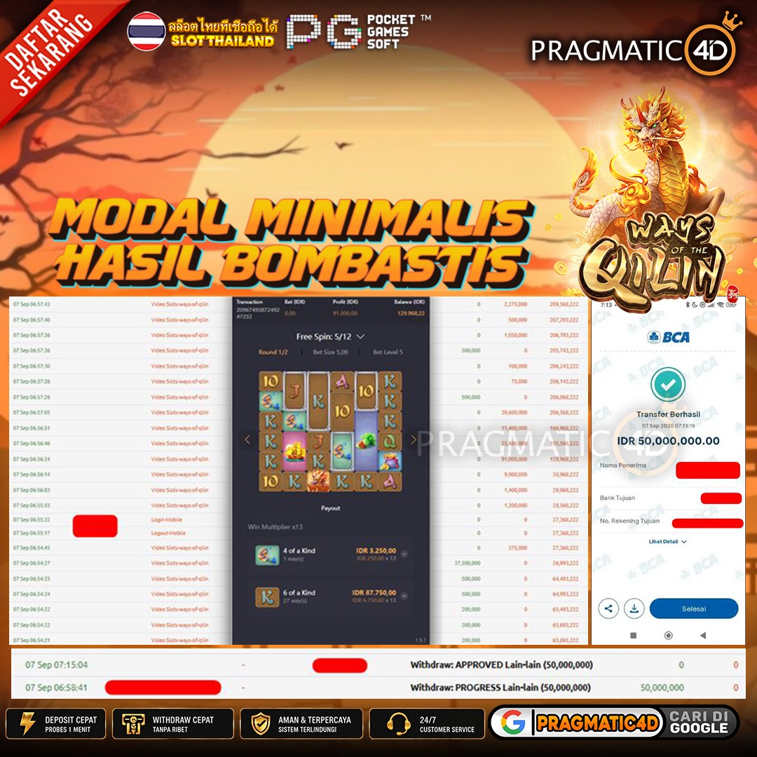BUKTI KEMENANGAN MEMBER 07 SEPTEMBER 2026 DI PRAGMATIC4D 50 JUTA